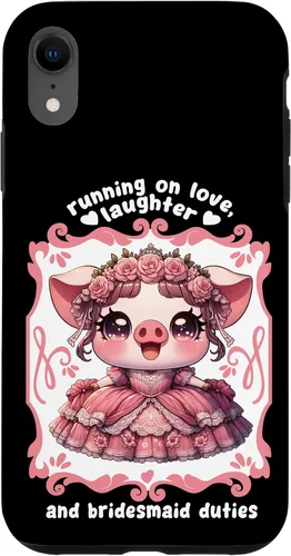 Miniatura 8 de iPhone 15 Lindo cerdo dama de honor roba corazones en el caso de despedida de soltera