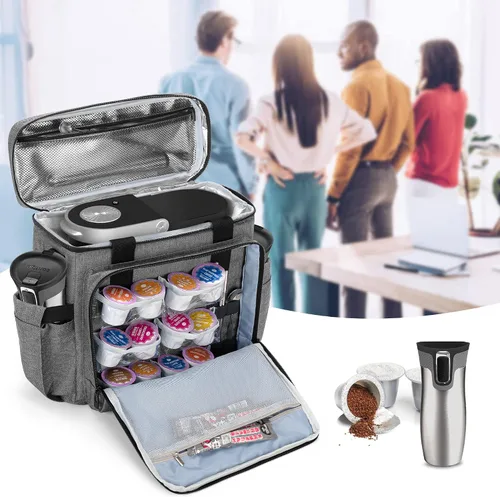 Miniatura 8 de CURMIO Bolsa de viaje para cafetera, compatible con Keurig K-Mini o K-Mini Plus, funda de transporte para cafetera de una sola porción con múltiples