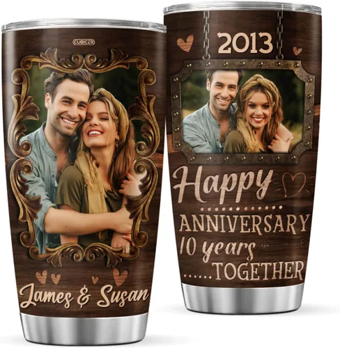 Miniatura 11 de CUBICER Vaso de café personalizado con texto en inglés «To My Huss» con nombre personalizado, regalos de boda para parejas, hombres y adultos, taza