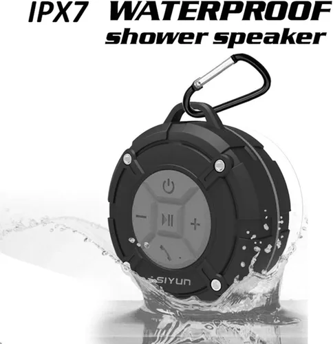 Miniatura 4 de Altavoz de ducha, altavoz Bluetooth impermeable IPX7 con graves HD, ventosa y gancho duradero, micrófono integrado para llamadas manos libres, Gris