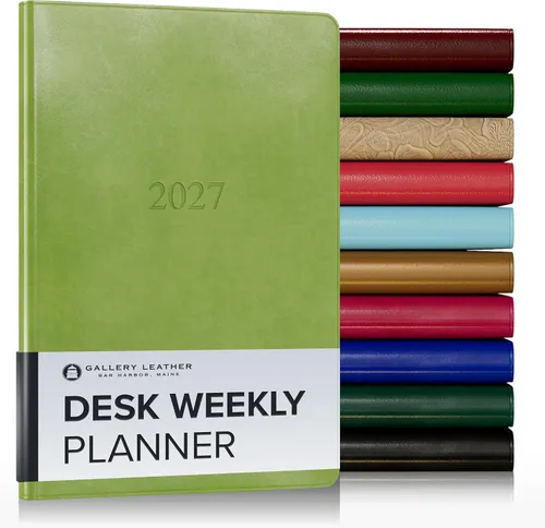 Miniatura 157 de Gallery Leather Agenda semanal y mensual grande 2025-2026, agenda y cuaderno con elegantes bordes de página dorados dorados, 12 meses, cactus Cactus