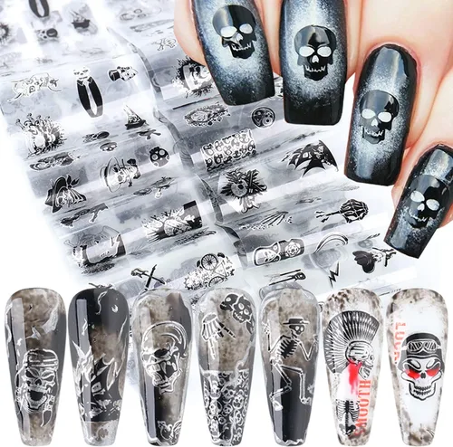 Miniatura 21 de Calcomanías holográficas de transferencia de uñas, hojas de esmalte de uñas de corazón de amor, láminas de transferencia de papel estrellado