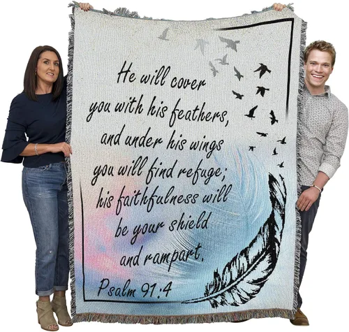 Miniatura 27 de Pure Country Weavers Great is Thy Faithfulness Blanket - Escrituras - Lamentaciones 3:23 - Tapiz cuadrado para regalo de regazo tejido de algodón