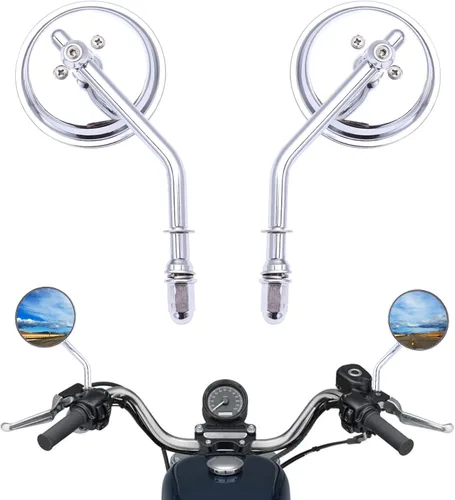 Miniatura 13 de DREAMIZER Espejos retrovisores negros universales de 8 mm/10 mm para motocicleta, compatibles con Harley, bicicleta de calle, scooter, chopper