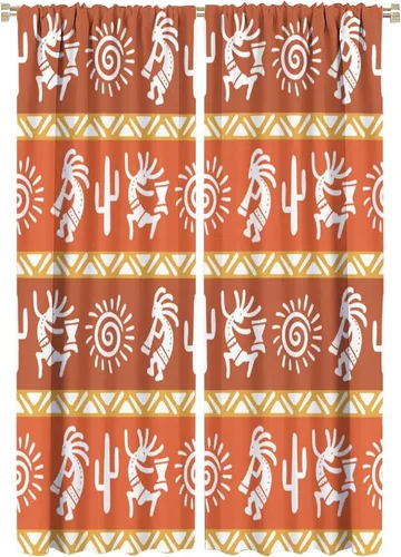 Miniatura 27 de Kokopelli - Cortinas opacas para cocina, decoración de sala de estar, dormitorio, 21 x 45 pulgadas, 2 paneles