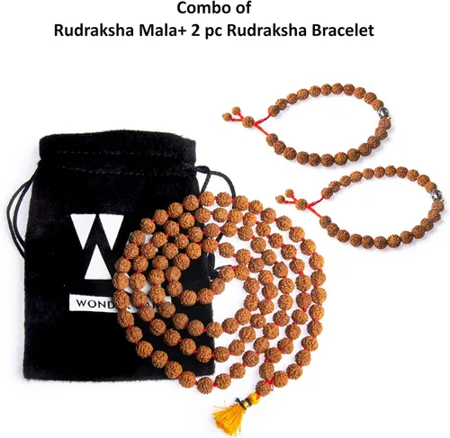Miniatura 2 de Wonder Care Auténtica Rudraksha Mala Pulsera auténtica de Rudraksha del Himalaya de 5 caras Cuentas de Rudraksha Pulseras de cuentas para hombres