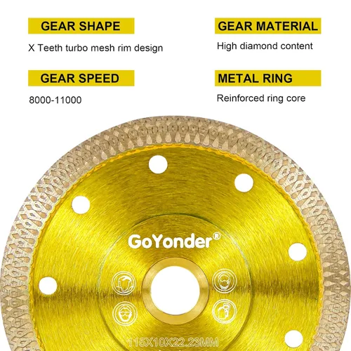 Miniatura 3 de GoYonder 7 hojas de sierra para azulejos húmedos para amoladora angular, hojas de sierra de diamante superfinas para corte húmedo y seco, hoja