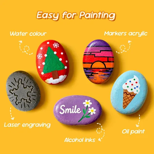 Miniatura 5 de Simetufy 20 rocas para pintar, rocas de pintura planas naturales de 1-2 pulgadas, piedras lisas para manualidades, artes, decoración, rocas