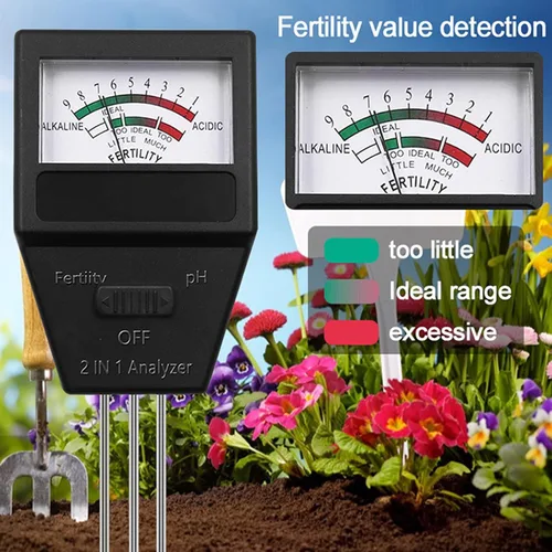 Miniatura 6 de Analizador de fertilidad del suelo 2 en 1 Base de ácido del suelo y analizador de fertilidad No requiere baterías Kit de prueba 2 en 1 Medidor