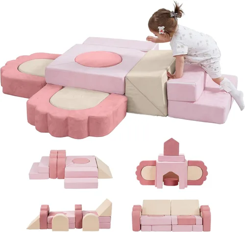 13 Piezas Bloques de Escalada de Espuma para Niños Pequeños|Gimnasio de Juego Suave Floral para Bebés, Escaladores de Interior para Niños y