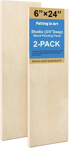 Miniatura 8 de Falling in Art Kit de paneles de madera de abedul sin terminar para pintura, lienzo de madera, paquete de 4 unidades de 6 x 12 pulgadas de estudio