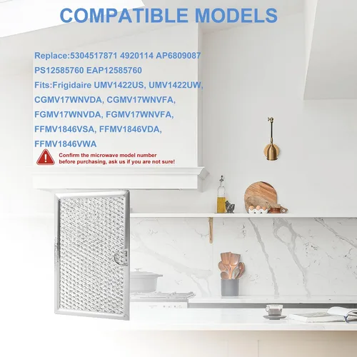 Miniatura 5 de 5304464105 Filtro de ventilación de microondas 5 x 7-5/8, apto para microondas Frigi-daire G-E, reemplaza WB06X10608 5304517871 5304509444