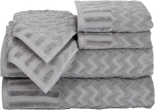 Lavish Home - Juego de toallas de 6 piezas, artículos esenciales de baño 100% algodón de 225 GSM, con 2 toallas de baño, 2 toallas de mano y 2 paños