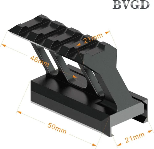 Miniatura 3 de Soporte elevador Picatinny de 4 ranuras de 1 pulgada de alto perfil de 45 grados en ángulo hacia adelante que se extiende para mira micro refleja