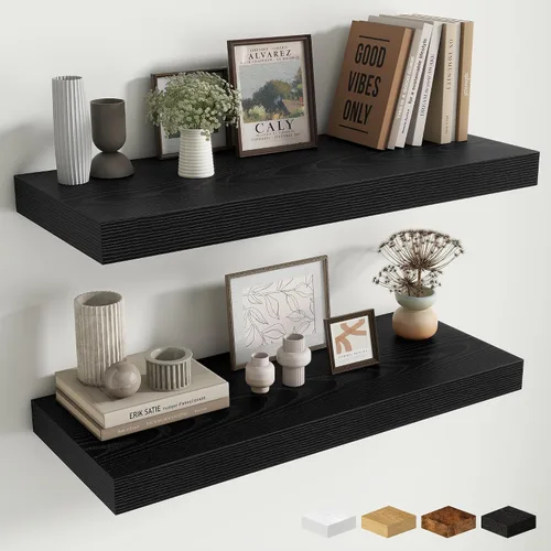 Miniatura 118 de Estantes flotantes de 48 pulgadas para pared, estante de chimenea de 10 pulgadas de profundidad, estantes flotantes de madera para pared, estantes
