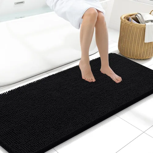 Miniatura 19 de Arotive Alfombras de baño de felpilla extrasuaves y absorbentes, de 24 x 16 pulgadas, lavables a máquina, parte trasera de goma antideslizante