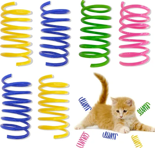 Juguetes de primavera para gatos, 20 paquetes de bobinas de resorte de plástico coloridas que atraen a los gatos a matar, morder, juguetes para