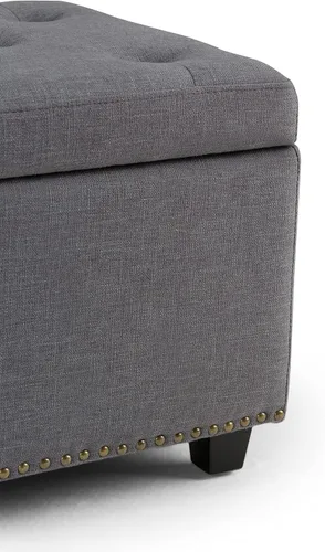 Miniatura 6 de Otomano rectangular de almacenamiento Simpli Home Hamilton, Madera, Gris pizarra Pizarra gris