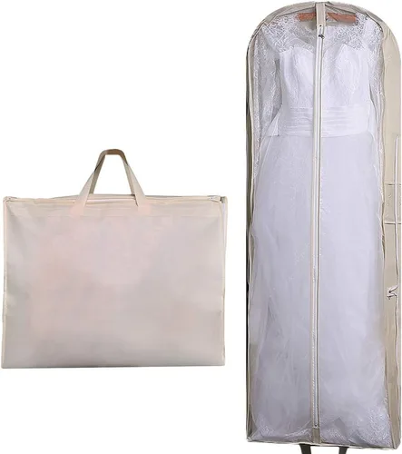 Bolsa de ropa para vestido de novia de 63 pulgadas, extra grande, plegable, portátil, para viajes, equipaje colgante con bolsillos para mujeres, 5.9