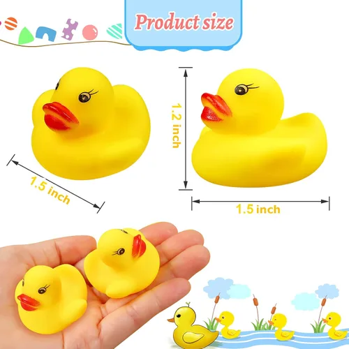 Miniatura 8 de Juguetes de baño de patos de goma, 50 piezas de mini patos a granel para niños, decoración de baby shower, regalos de fiesta de cumpleaños, regalo