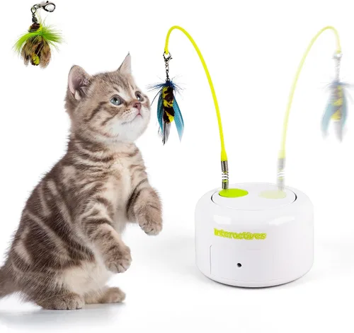 Miniatura 9 de ALL FOR PAWS Juguete interactivo 3 en 1 para gatos con bolas rodantes, juguete de plumas Whack-a-Mole, juguetes giratorios automáticos para gatitos