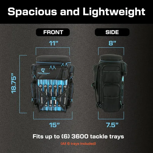 Miniatura 2 de Mochila para aparejos de pesca Evolution Drift Series, mochila de camping con 6 bandejas para aparejos de pesca, resistente