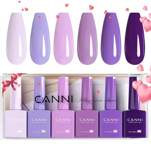 Miniatura 10 de CANNI Juego de esmaltes de uñas en gel sin hema de 9ml - Kit de manicura de gel para uñas rosa claro de 6 piezas, esmalte LED de remojo fácil