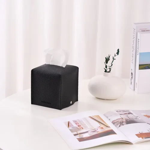 Miniatura 2 de Gashina Story Funda para caja de pañuelos que no se cae, soporte Kleenex de piel sintética de alta calidad, organizador decorativo cuadrado de 5 x 5