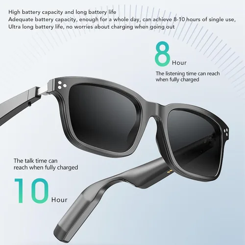 Miniatura 5 de Tnfeeon Lentes de sol inteligentes, lentes de reproducción de música AI con traducción de 144 idiomas, cámara de control táctil para hombres