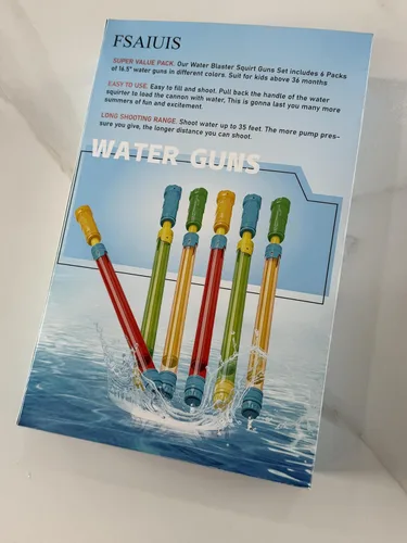 Miniatura 7 de Paquete de 6 potentes pistolas de juguete de agua, pistolas de chorro de alta capacidad de 16.5 pulgadas para niños y adultos, piscina de verano
