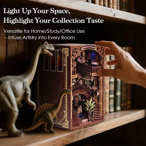 Miniatura 4 de [2025 Nuevo] Kit de Rincón del Libro Museo de Dinosaurios con Cubierta Antipolvo y Luz LED, Kit de Manualidades de Casa en Miniatura, Juguetes