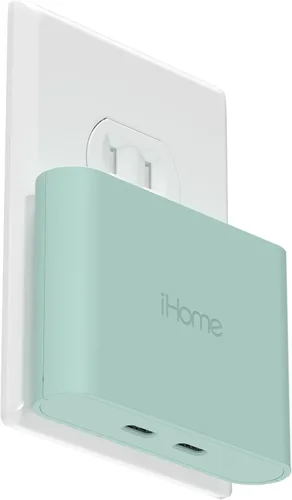Miniatura 12 de iHome Cargador USB-C multipuerto de 40 W, bloque plano de 2 puertos AC Pro, adaptador de pared de carga rápida dual