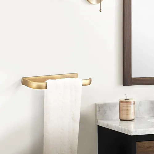Miniatura 7 de BigBig Home Juego de soporte de papel higiénico antiguo, toallero de latón cepillado para baño, anillo de toalla rústico montado en la pared vintage