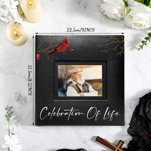 Miniatura 2 de ReliThick Cardinal - Álbum de fotos funerario de 4 x 6 pulgadas, 200 páginas en blanco, álbum de recuerdos de cuero, álbum de recortes para servicio