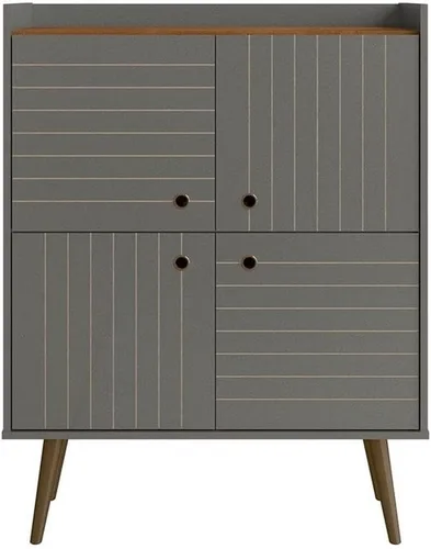 Manhattan Comfort Bogart - Armario decorativo moderno de mediados de siglo de 45.5 pulgadas para uso en la oficina en casa y sala de estar, incluye