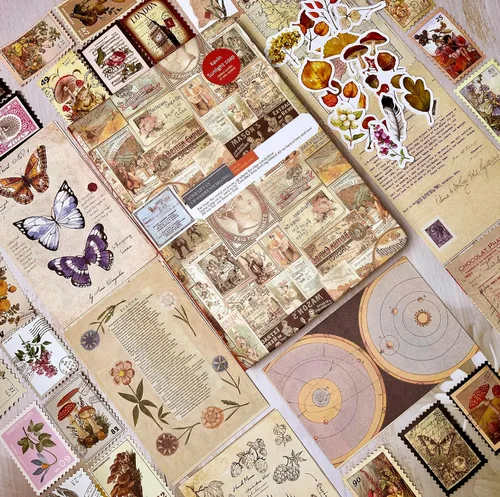 Miniatura 3 de SaFeHoM 212 Pcs DIY Vintage Journal Set for Women Gifts Scrapbook Diary Supplies including Aesthetic Journals, Scrapbook Paper, Washi Stickers