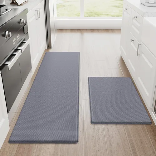 StepRite Tapetes de cocina, 2 tapetes acolchados, antifatiga, para piso, de escritorio, antideslizante, impermeables, oficina, alfombras de 17.3 x