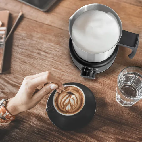Miniatura 6 de Espumador de Leche y Vaporizador, 500ml 4-en-1 Espumador Eléctrico con Control de Dial e Indicador LED, Espumador de Leche Caliente y Fría, Acero