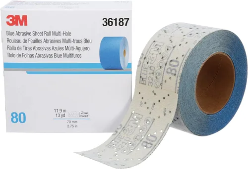 Miniatura 35 de 3M 3M-36142 Hookit disco abrasivo azul multi-agujero, 3" 80 Grado