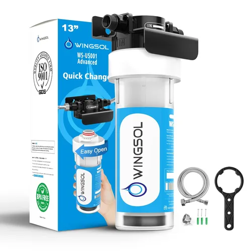 WINGSOL WINGSOL Filtro de agua alcalina para debajo del fregadero, mejora el pH y el sabor, función 5-en-1 reduce metales pesados, cloro, PFAS,