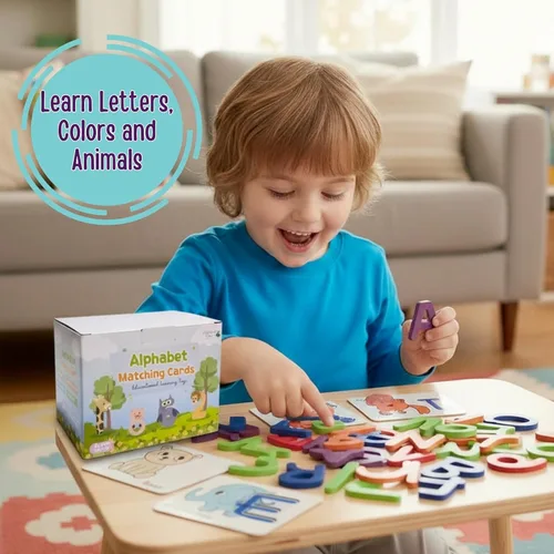 Miniatura 2 de Tarjetas flash del alfabeto para niños de 3 a 8 años – Tarjetas flash de números y letras – Rompecabezas del alfabeto Montessori y juego a juego
