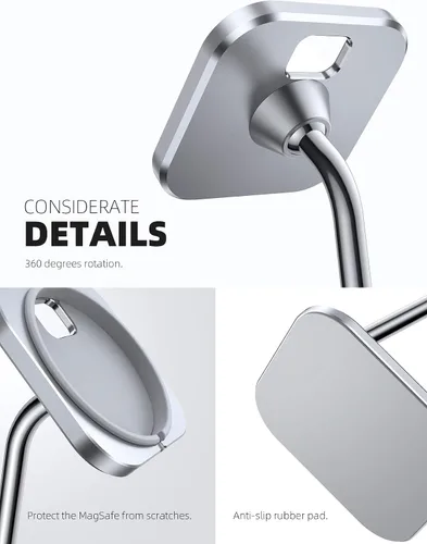 Miniatura 6 de Lamicall Soporte de teléfono para cargador MagSafe Apple de 15 W, [cargador no incluido] Base de carga de aluminio con rotación 360 ajustable