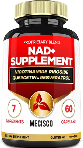 Mecisco Suplemento NAD+ con ribósido de nicotinamida con quercetina, resveratrol, cúrcuma, Rhodiola Rosea, Astrágalo - 60 unidades