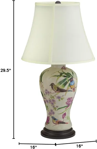 Miniatura 7 de Red Lantern - Lámpara de porcelana (29 pulgadas), floral, color blanco