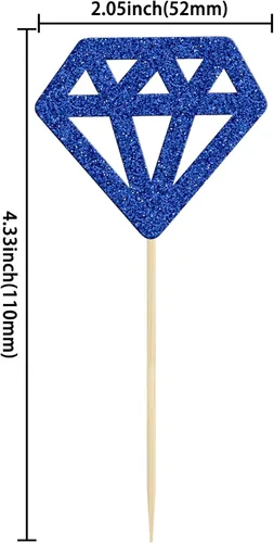 Miniatura 2 de 24 piezas de anillos de diamantes para cupcakes con purpurina azul profundo, anillos de boda, para boda, compromiso, aniversario, fiesta de San