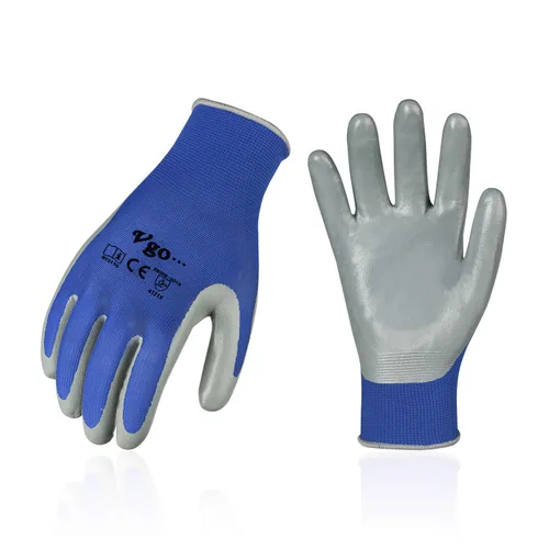Miniatura 11 de Vgo... 10 pares de guantes de trabajo de seguridad, guantes de jardinería, revestimiento de nitrilo antideslizante, guantes de inmersión
