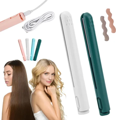 Miniatura 9 de RJDJ Mini rizador de doble propósito, alisador y rizador de pelo 2 en 1, calentador de cerámica, portátil, recargable por USB, adecuado para cabello