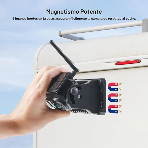 Miniatura 4 de Cámara magnética inalámbrica de respaldo, batería de 15000 mAh, recargable, impermeable, HD, solar, retrovisor, cámara de enganche Bluetooth