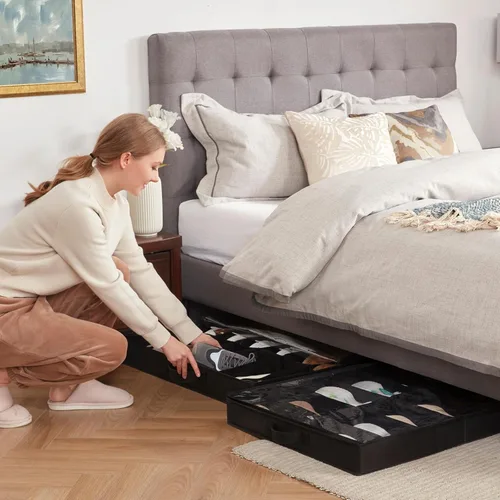 Miniatura 8 de Lifewit Organizador de almacenamiento de zapatos debajo de la cama, 1 paquete (12 celdas de zapatos), caja de contenedor de tela de perfil de 4.3