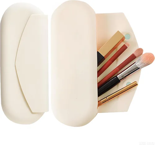 Estuche de viaje de silicona para brochas de maquillaje, organizador de brochas de maquillaje portátil, estuche de viaje cosmético, bolsa de cepillo